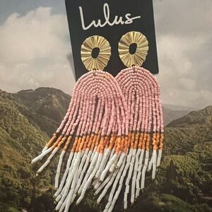 Lulus Pink and Orange Beaded Fringe Earrings